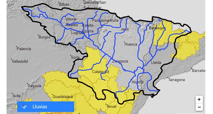 AVISO HIDROLÓGICO: Debido a las lluvias, se intensifica la vigilancia en cauces con cuenca vertiente pequeña y barrancos de Guadalajara, Aragón, Castellón y Cataluña