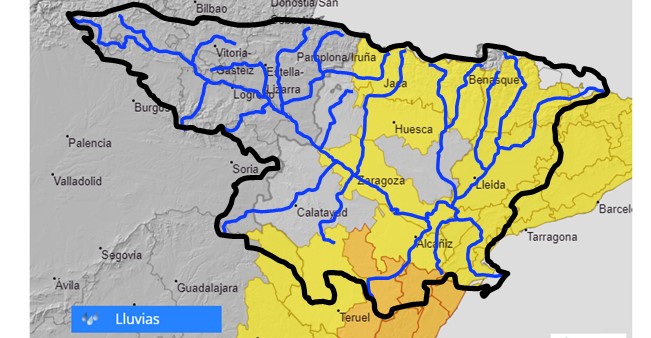 AVISO HIDROLÓGICO -  Debido a las lluvias, se intensifica la vigilancia en cauces con cuenca vertiente pequeña y barrancos, en Castilla La Mancha, Aragón, Comunidad Valenciana y Cataluña